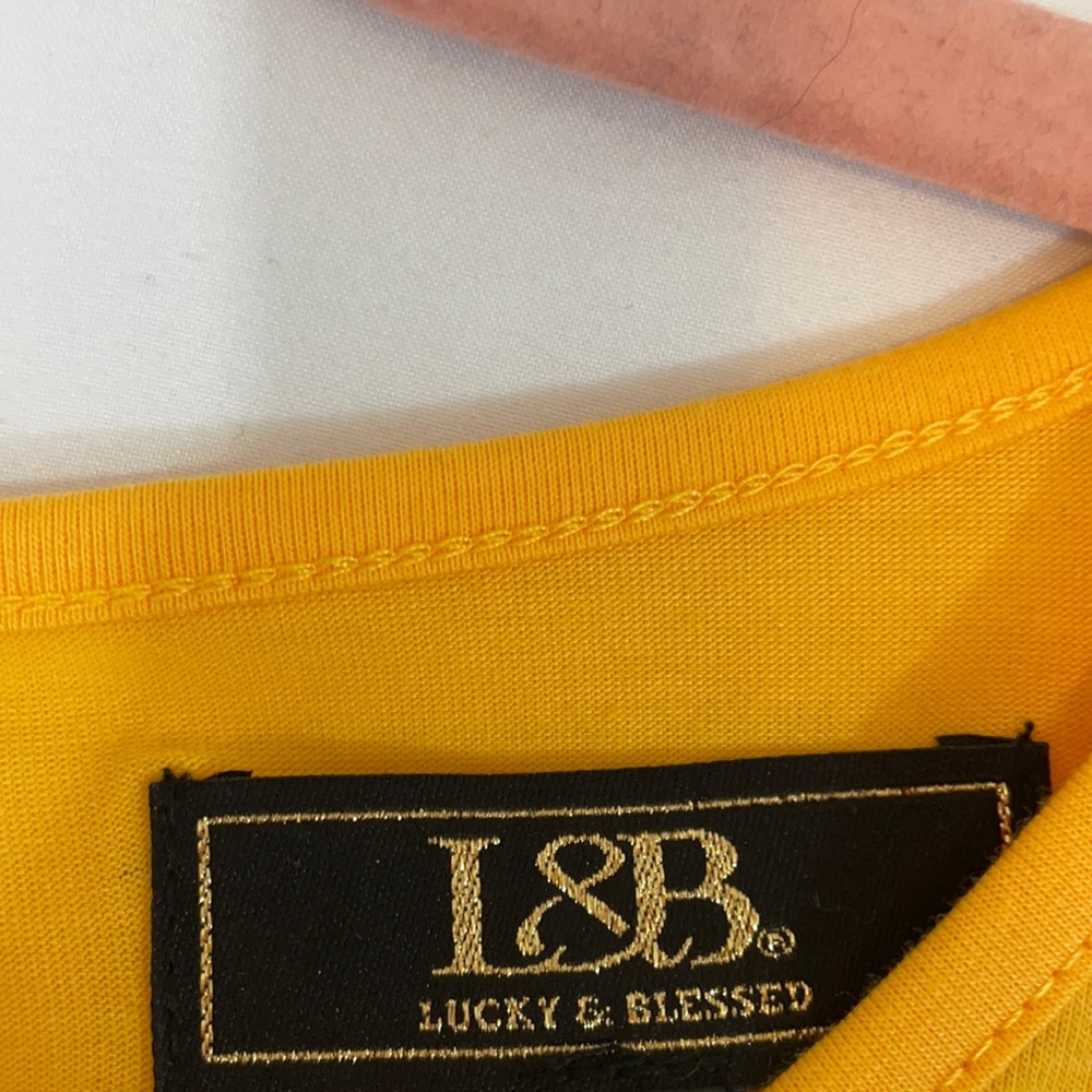 NWT L&B Tank Top, Tunic Length with Fringe, Semi Sheer, Mustard Yellow - Picture 6 of 9